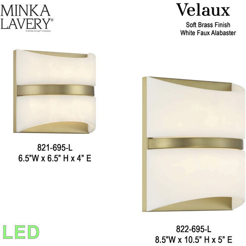 Velaux LED 6.5 inch Soft Brass Wall Mount Wall Light